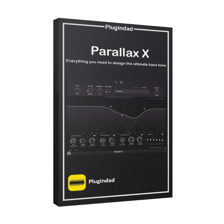 Neural DSP Parallax X audio plugin interface for bass distortion, multiband processing, and modern metal bass tone shaping